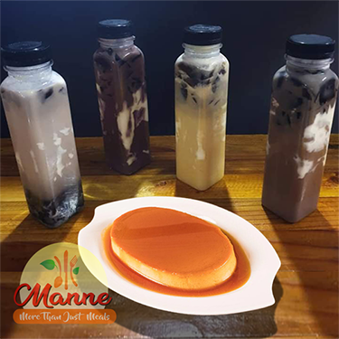 jelly drinks and leche flan